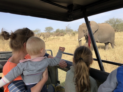 A picture of children enjoying the beautiful Serengeti