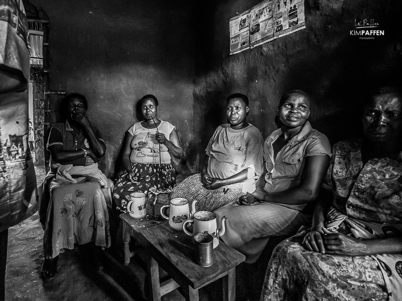 Women drinking in rural Uganda near Sipi Falls