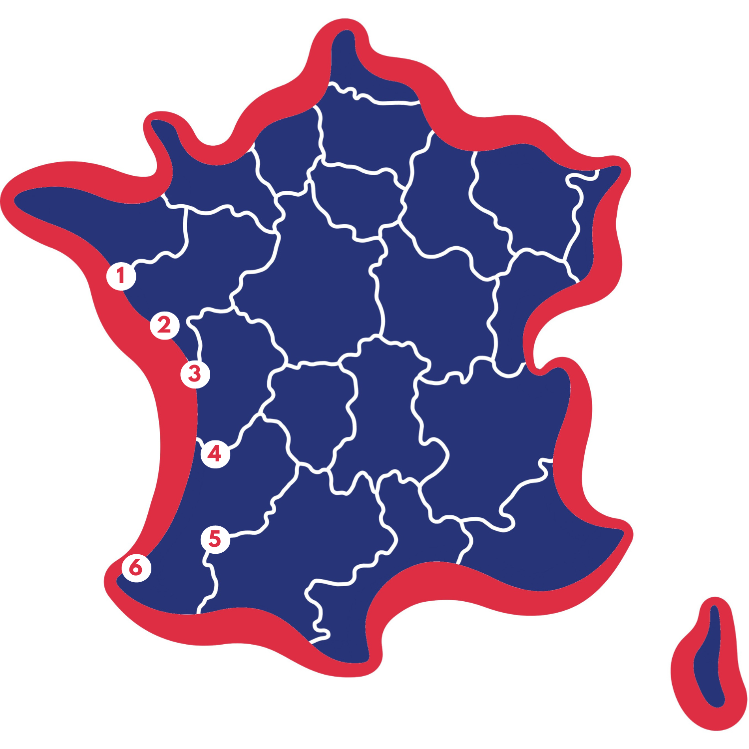 Atlantische Kust Frankrijk kaart