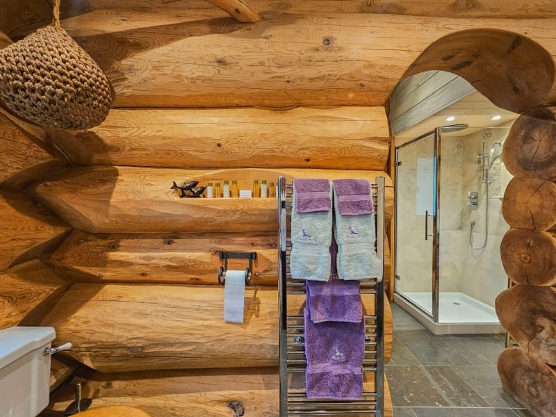 Badkamer en sauna Eagle Brae Log Cabins