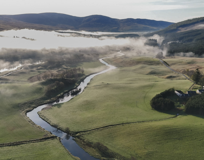 Drone shot Glen Clova Hotel & Lodges