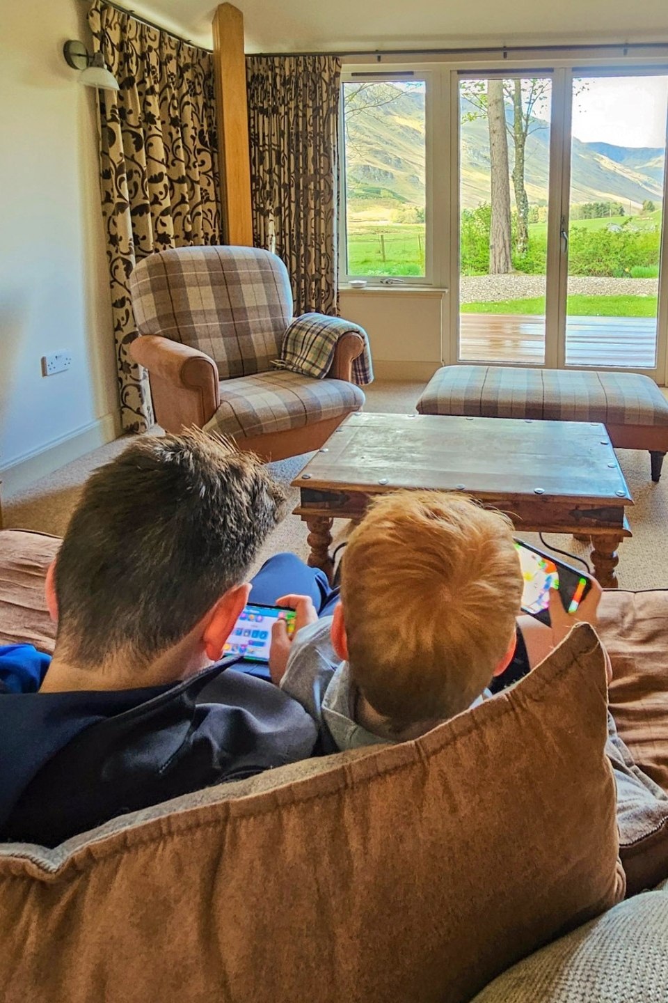 Luxe lodge Glen Clova huiskamer