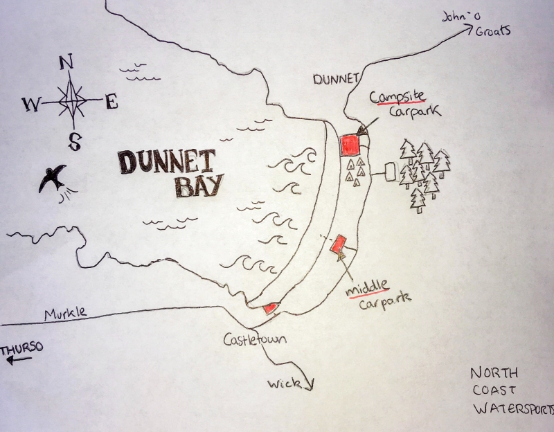 Map Dunnet Beach Schotland