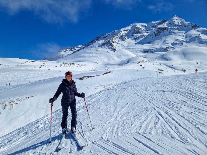 Peisey-Vallandry skien met uitzicht op de bergen