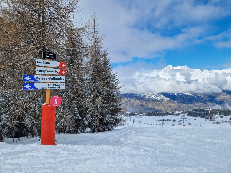 Routebordjes: Arc 1800, Peisey-Vallandry & La Plagne