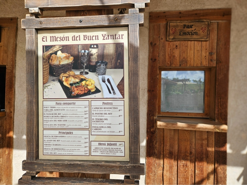 Puy du Fou Spanje restaurant menukaart Puy du Fou Spanje restaurant menukaart