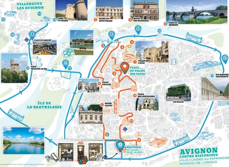 Routekaart treintje Avignon
