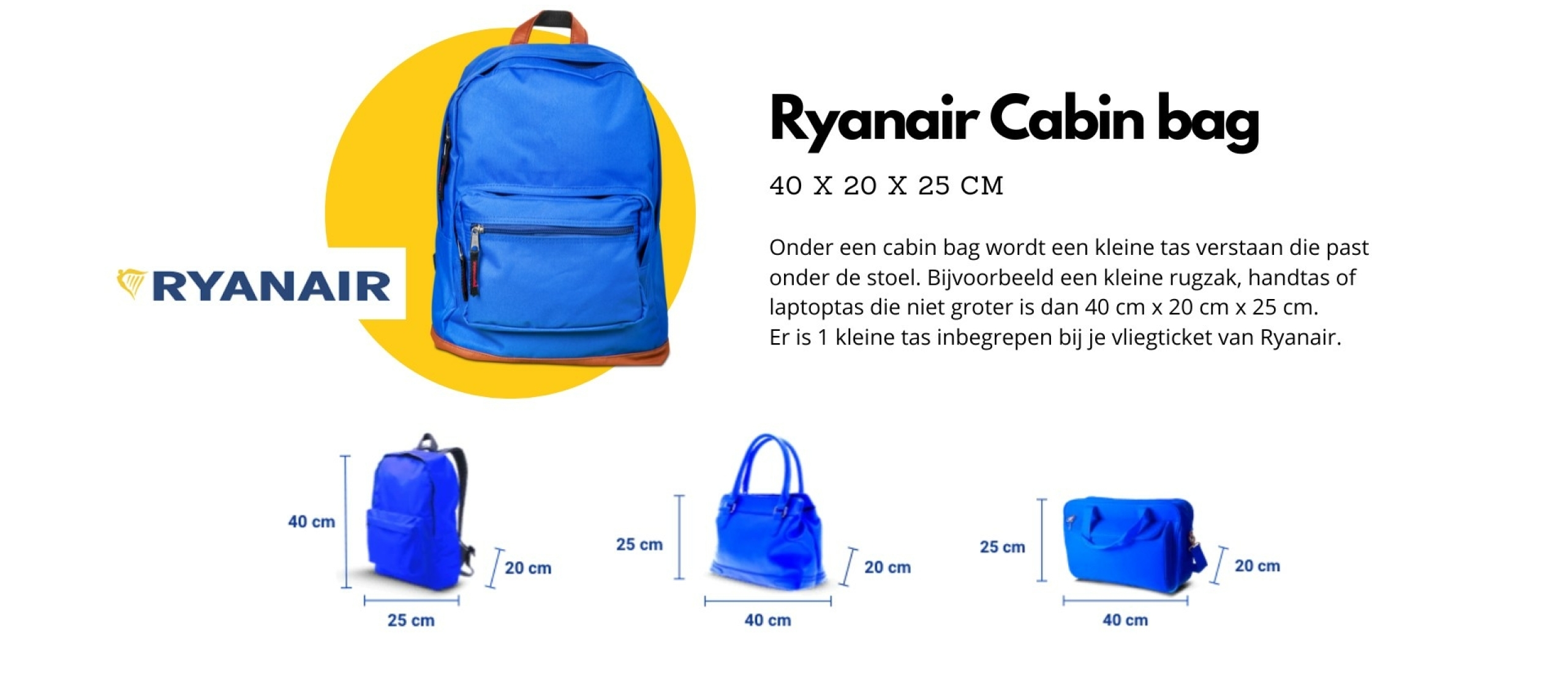 De perfecte Ryanair cabin bag voor reizen op handbagage 40x20x25