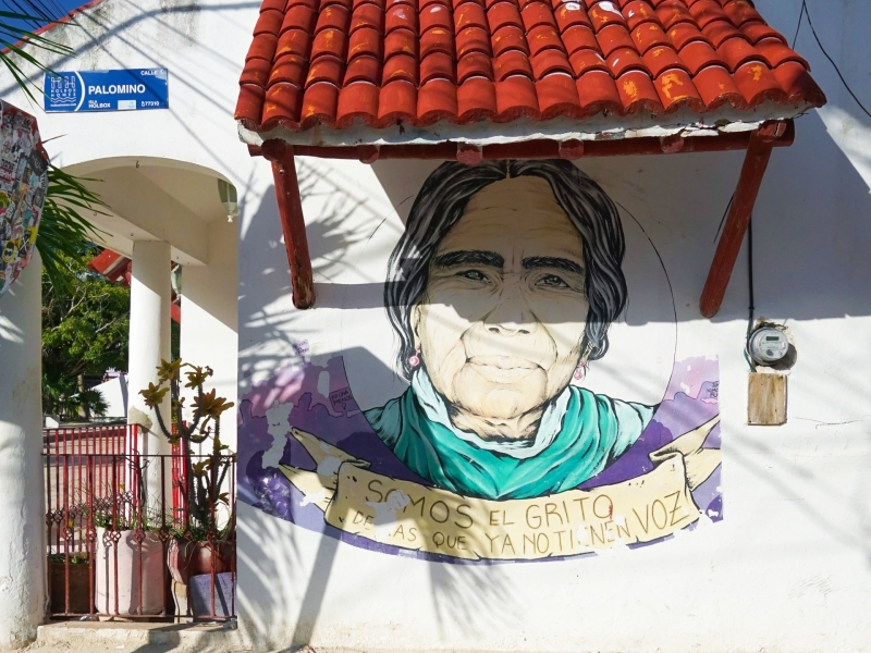 Street art Holbox met kinderen