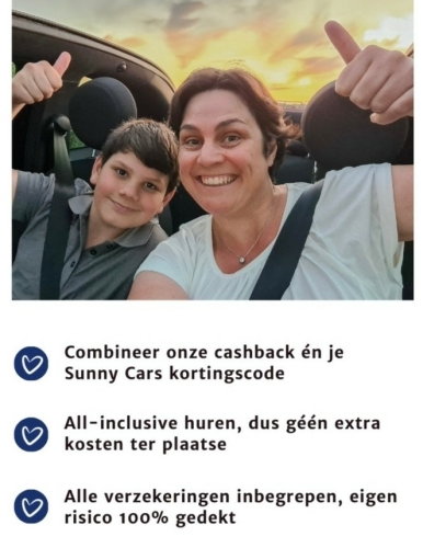 Sunny Cars korting bij Kleine Wereldreiziger