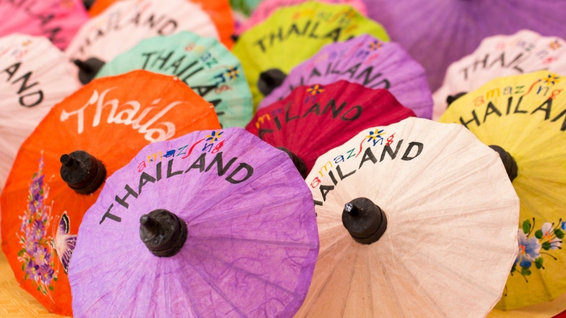 Umbrella Village parasol beschilderen Thailand