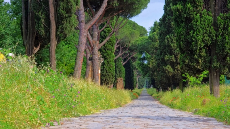 Fietsen over Via Appia Rome