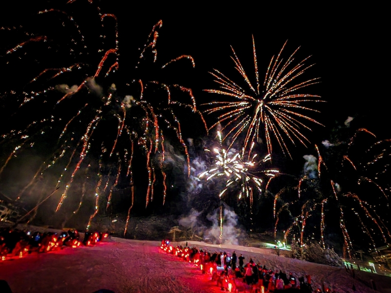 Vuurwerk Les Menuires wintersport