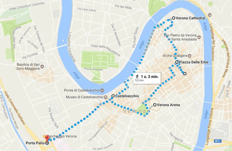 Wandelroute door Verona met kinderen