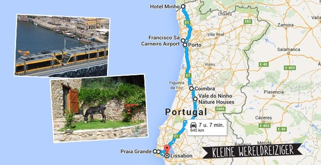 Portugal met een huurauto, onze route