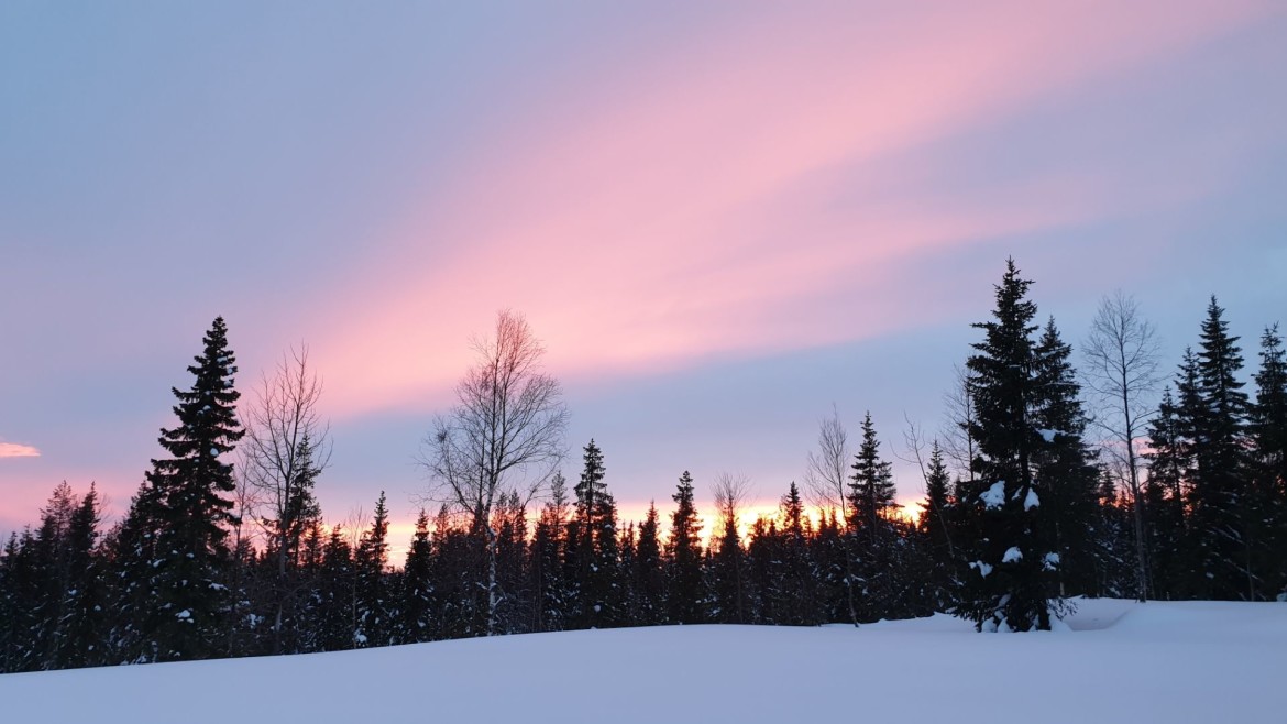 Zonsondergang in Zweeds Lapland