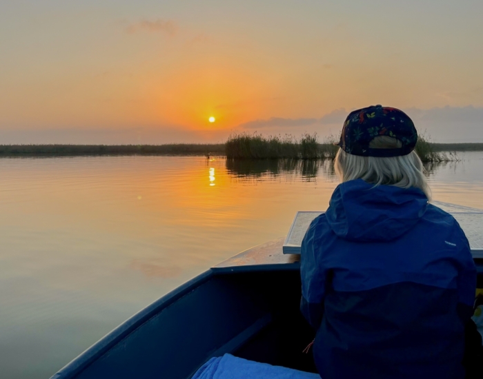 Zonsopkomst op de ecoboat