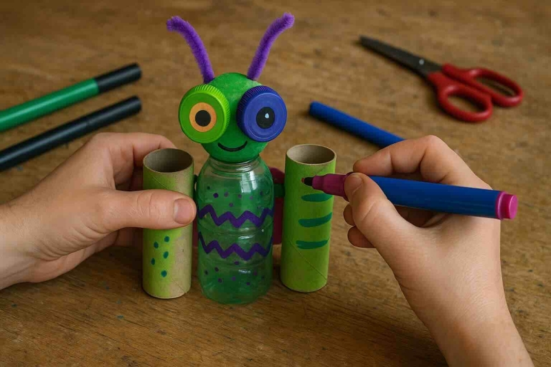 5x Ruimte knutselen met kinderen - alien van recyclemateriaal maken