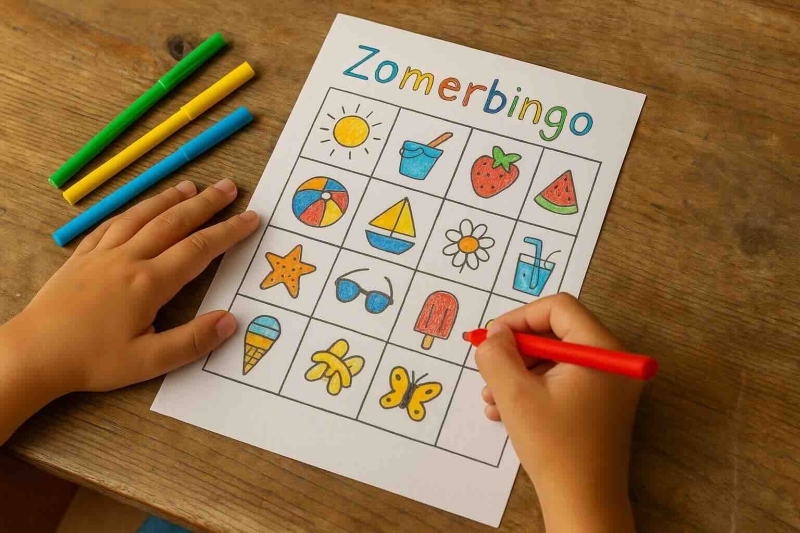 Bingo zelf maken knutsel voor zomervakantie
