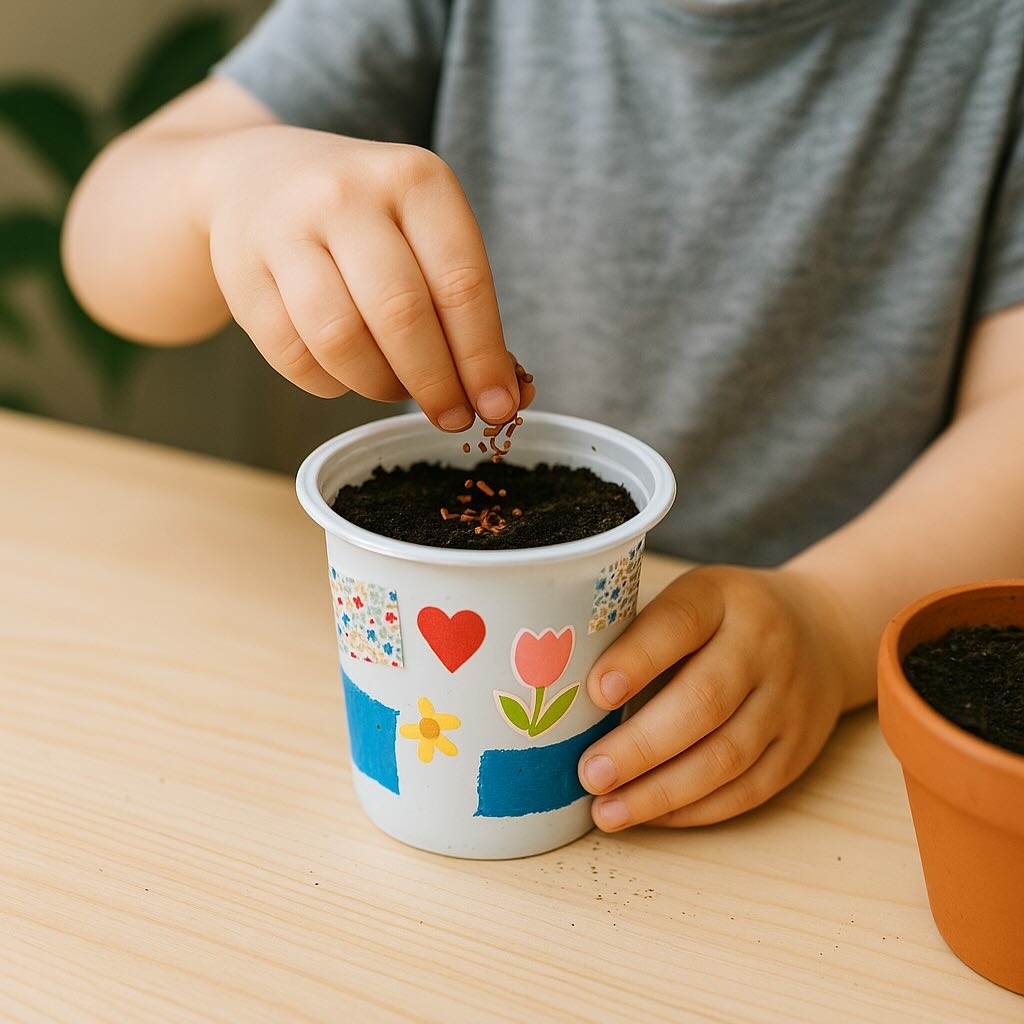 Bloempotje van hergebruikt plastic duurzaam moederdag