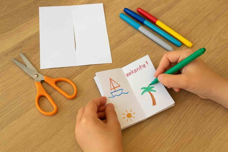 Knutselen in de Zomervakantie idee Mini-boekje vouwen
