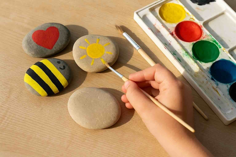 Knutselen in de Zomervakantie idee Stenen schilderen