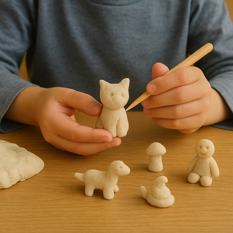 Mini beeldjes boetseren van zoutdeeg