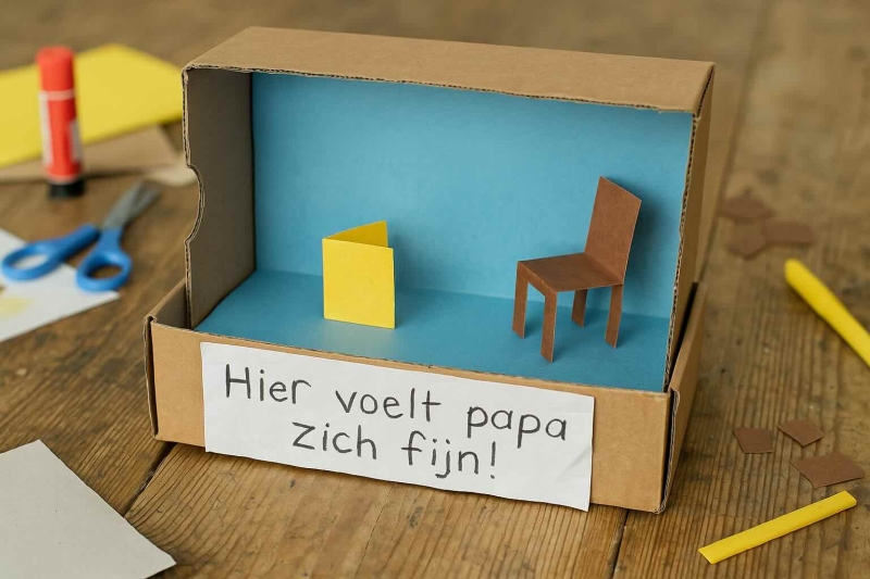 Papa’s favoriete plek als kijkdoos vaderdag knutselen met kinderen idee