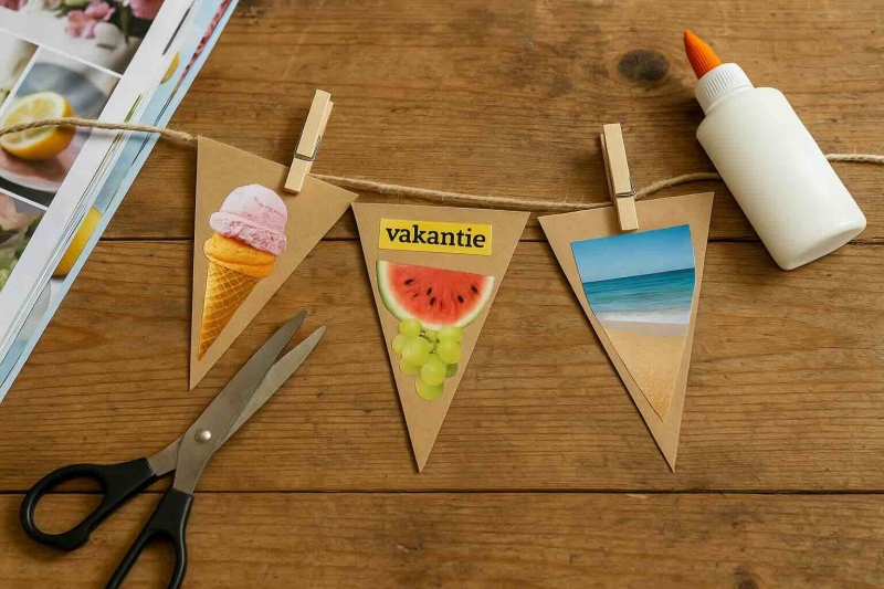 Stap 4 Vlaggetjes maken van een tijdschrift