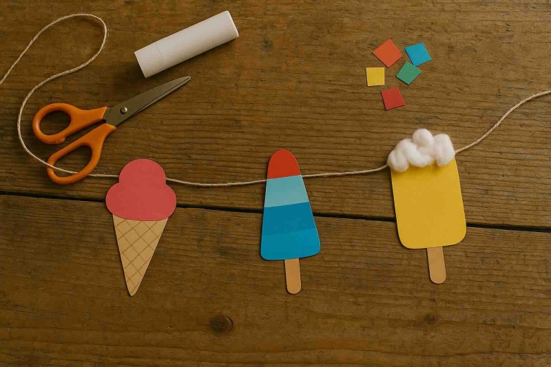 Stap 4 Zomerse slinger knutselen IJsjesslinger van gekleurd papier