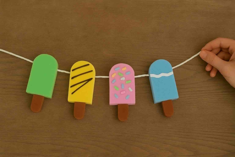 Stap 5 spons of foam ijsjes slinger knutselen