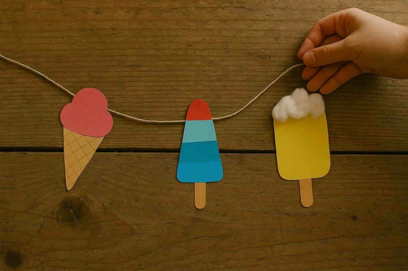 Stap 5 Zomerse slinger knutselen IJsjesslinger van gekleurd papier