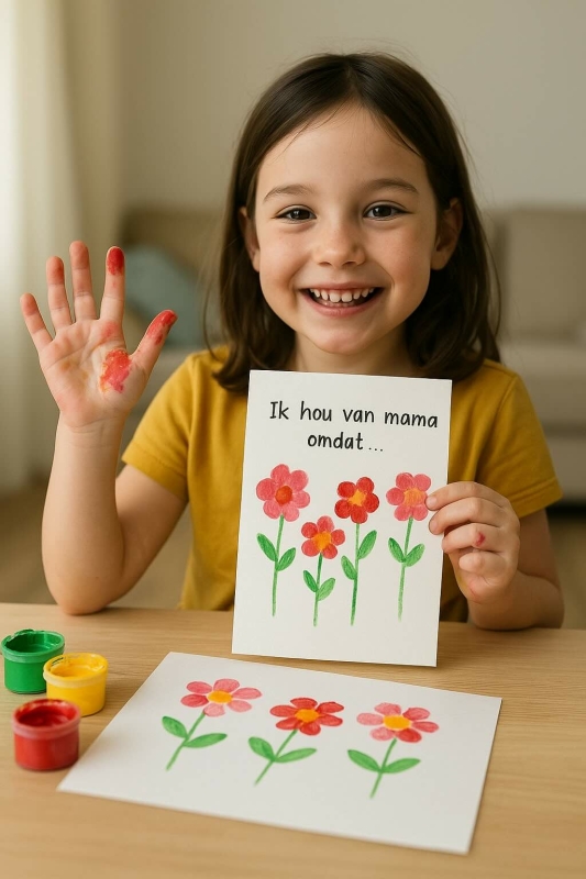 Vingerverfkaart maken moederdag