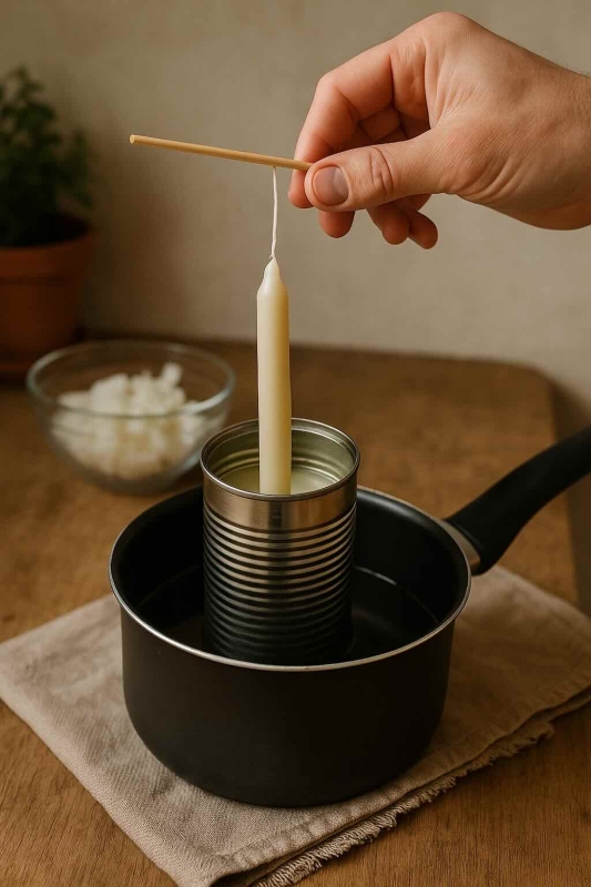 Zelf Gedipte dinerkaarsen maken DIY