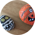 Prachtige happy stones maken in herfst/halloween thema