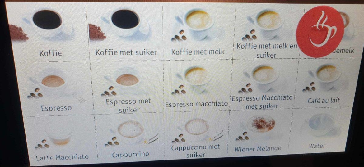 Overzicht keuzes koffie automaat