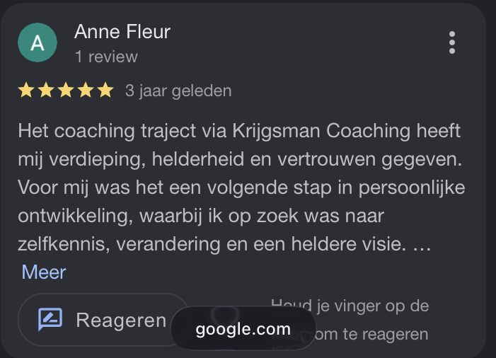 Review krijgsman coaching google