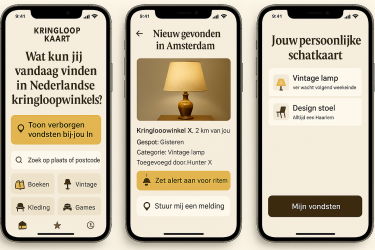 Kringloop kaart app beginscherm van een telefoon