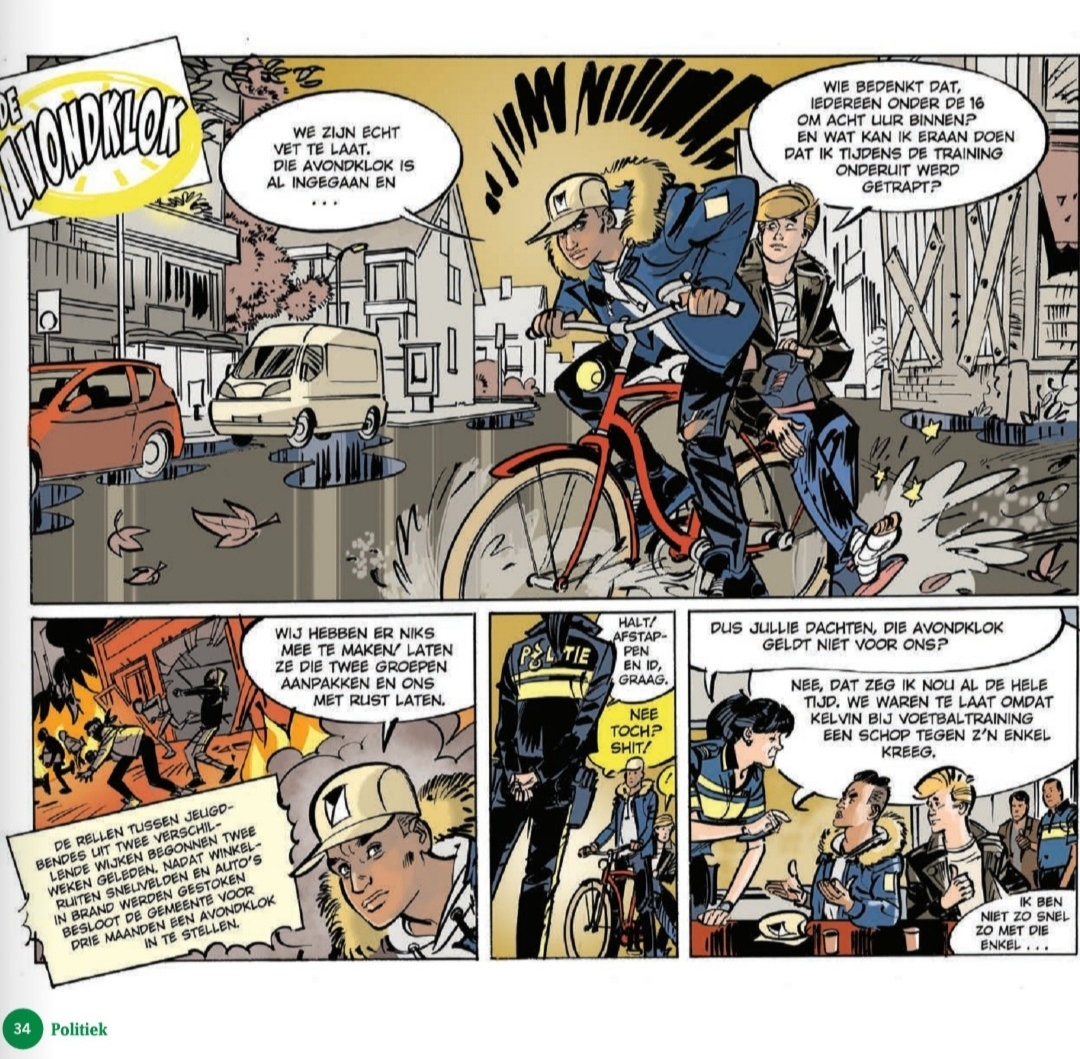 Eerste bladzijde voorbeeld strip avondklok.