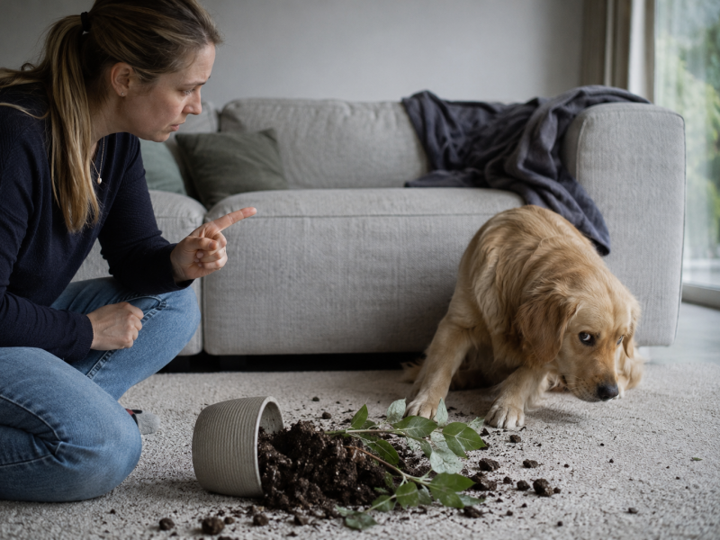 waarom doet hij dat nu aarde uit de bloempot halen