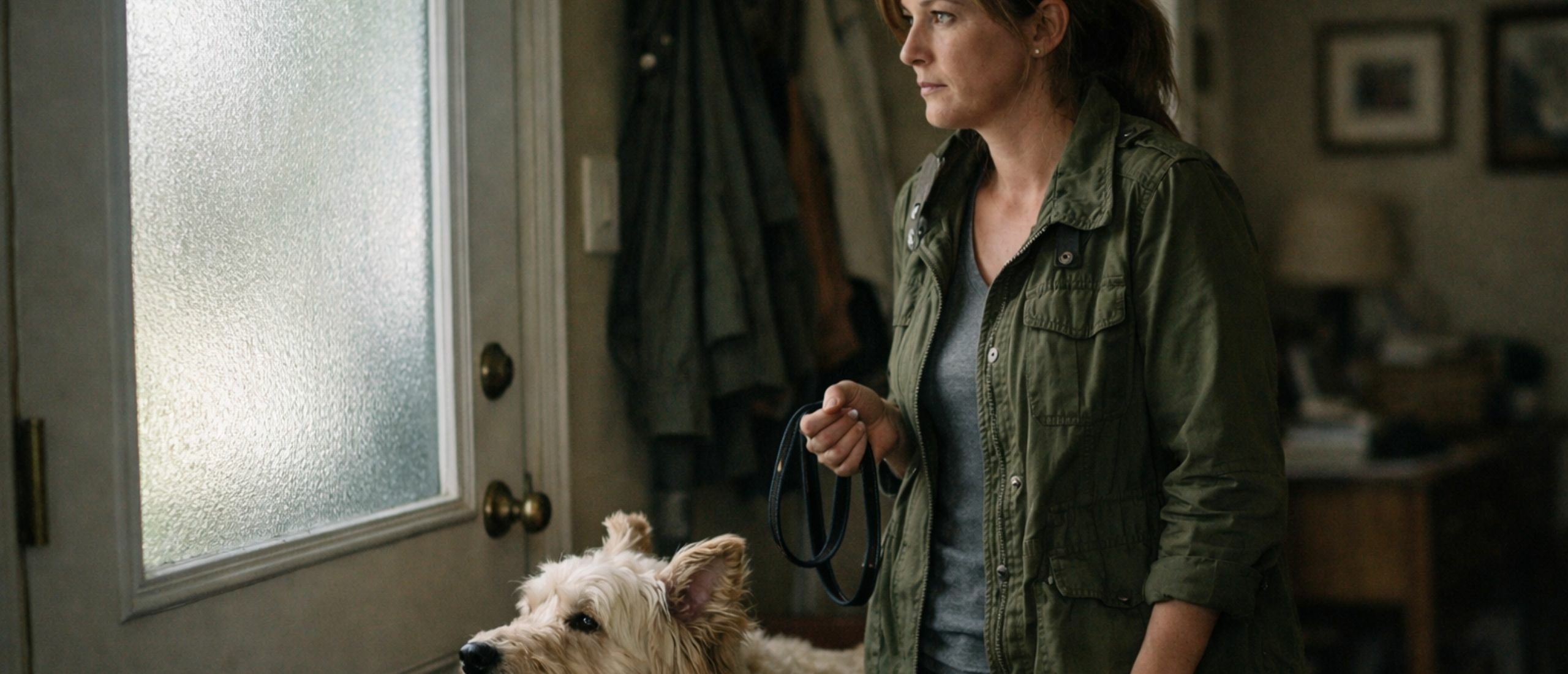 labradoodle-en-vrouw-in-de-gang