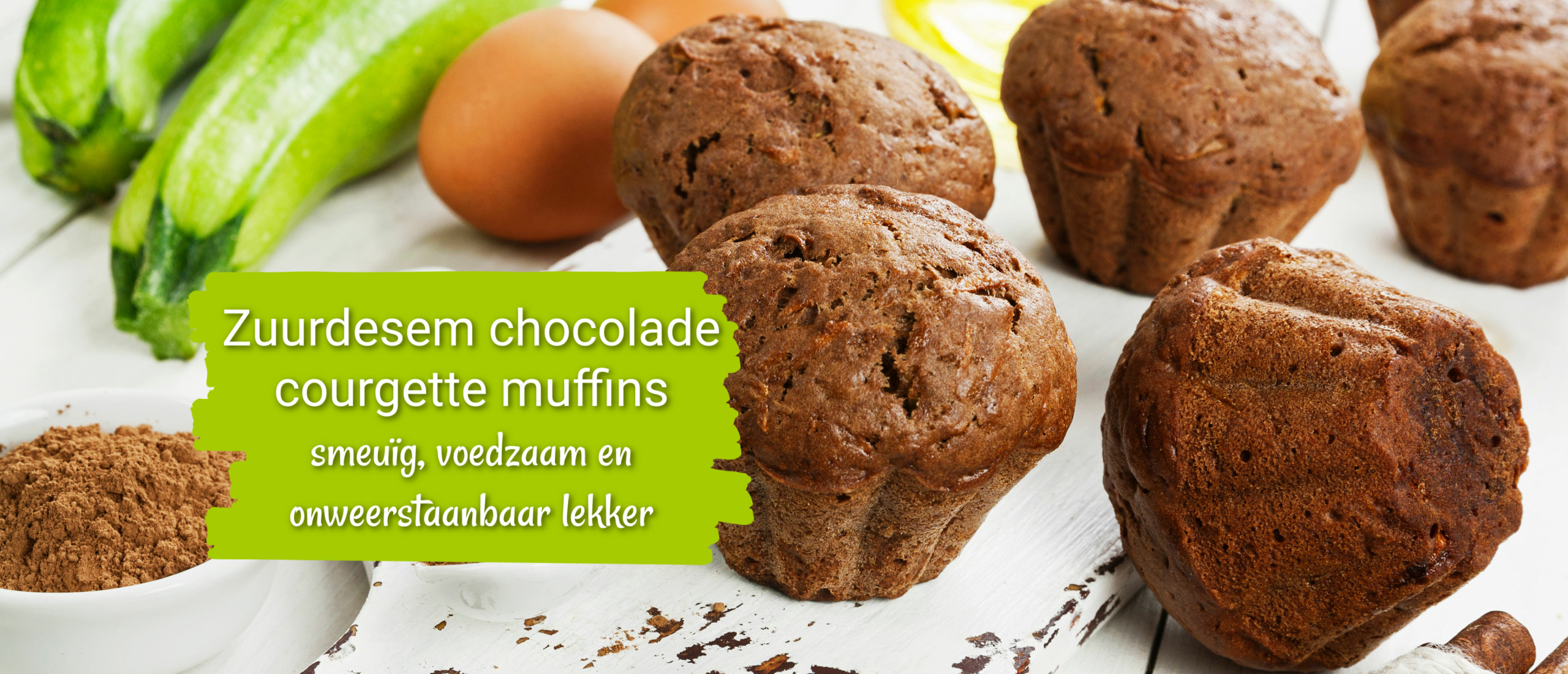 zuurdesem chocolade courgette muffins