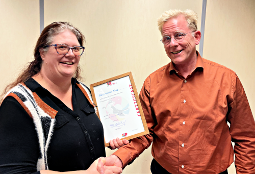 Certificaat Ambachtelijk Opsteller Rijna van der Vlugt