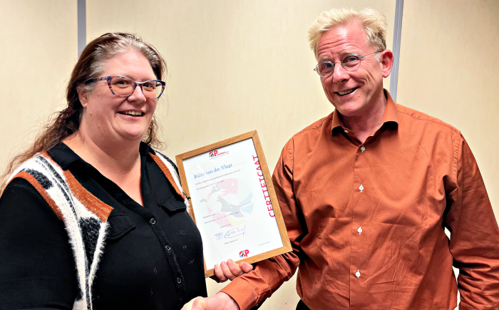 Certificaat Ambachtelijk Opsteller Rijna van der Vlugt