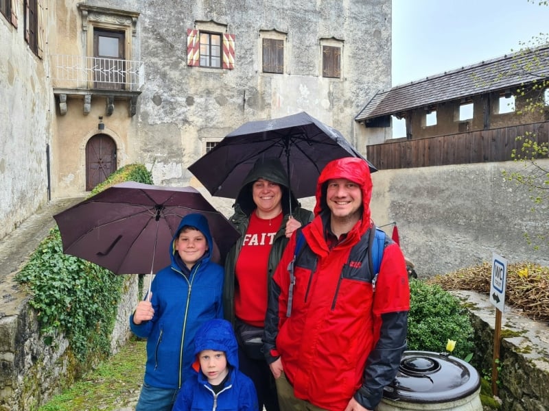 Bled Castle with a family