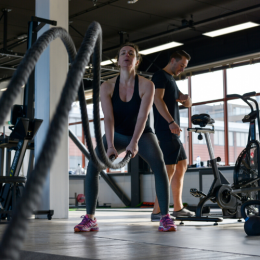 Battle ropes during personal training at LIVEPT