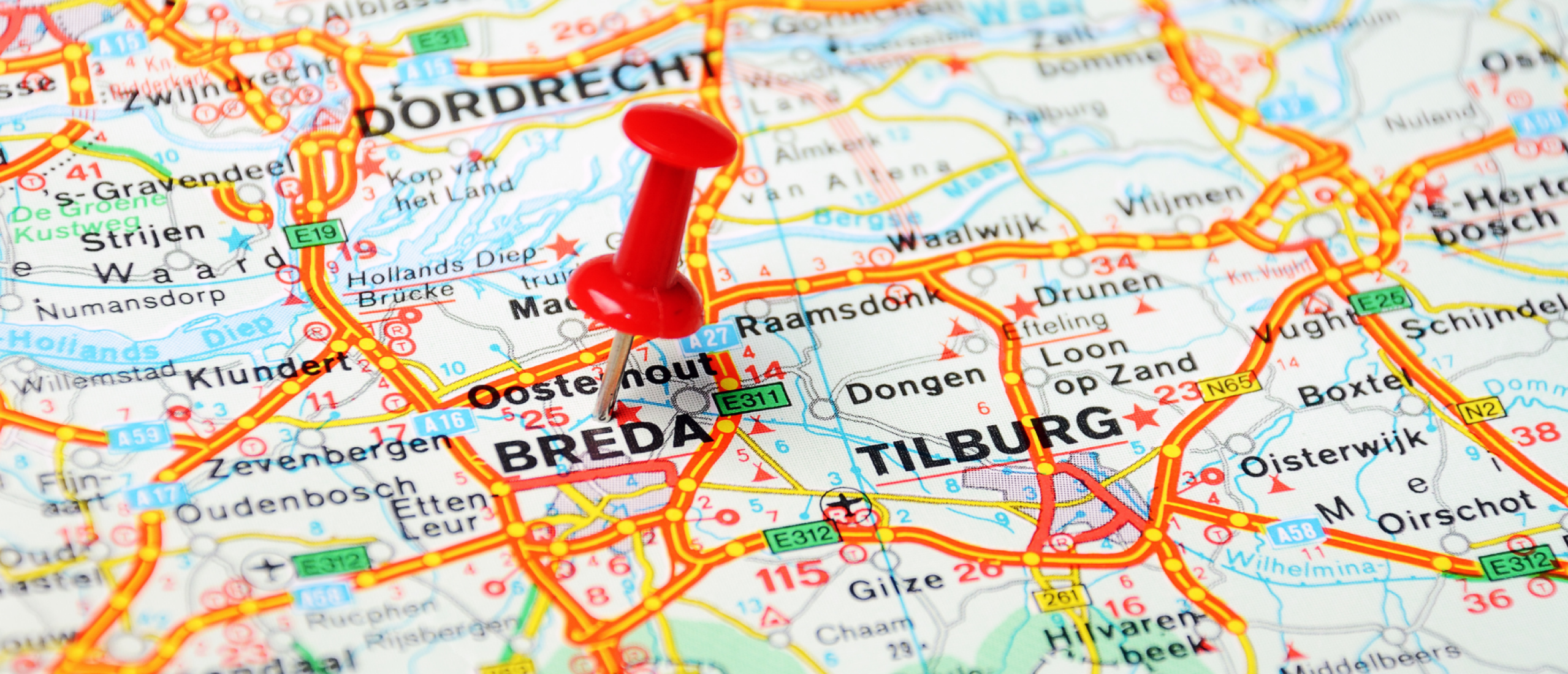 wegenkaart ter illustratie van regio's in Nederland