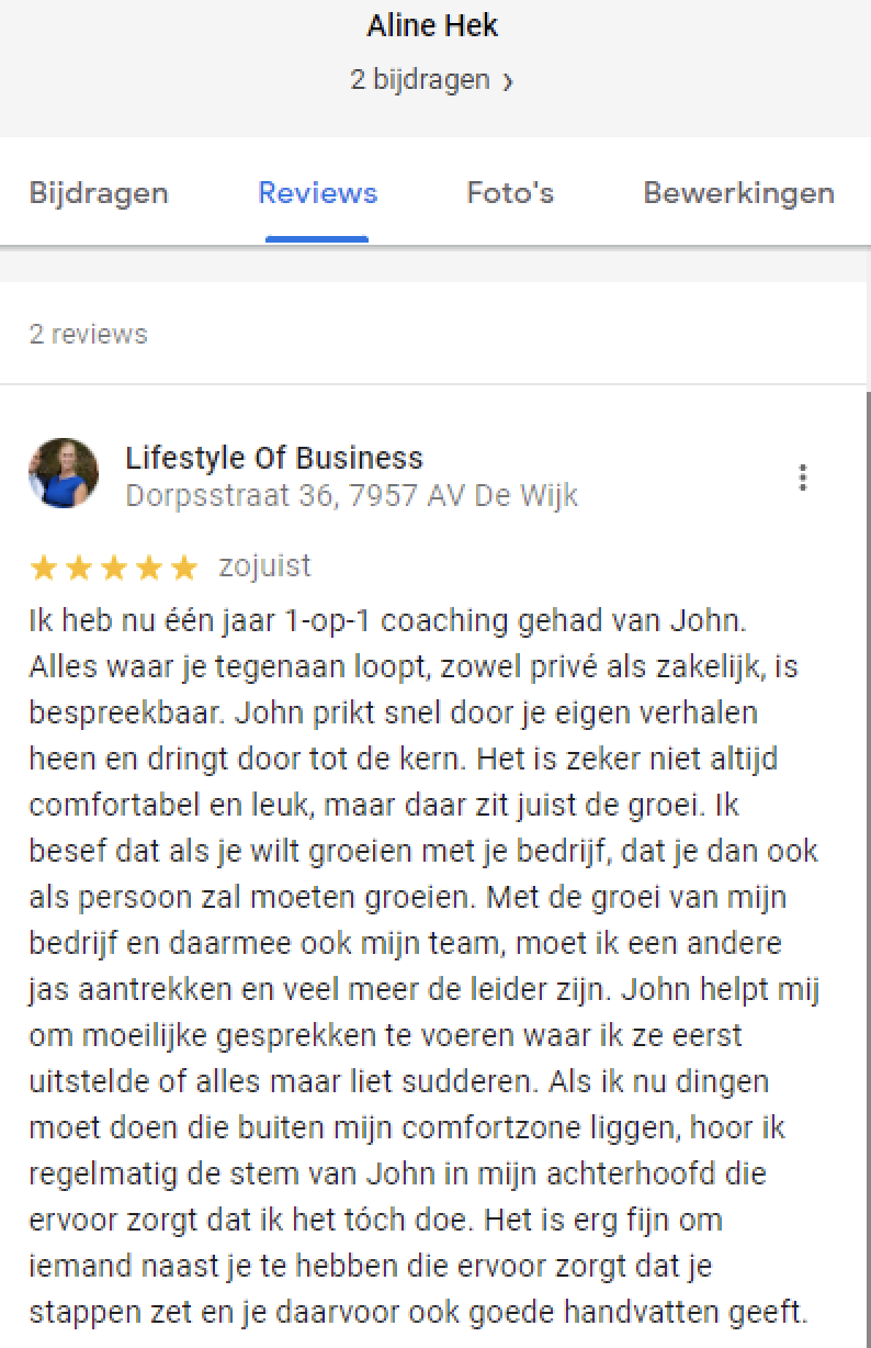 Aline Hek - review Lifestyle of Business