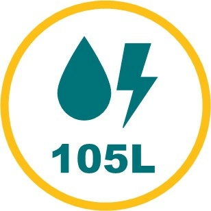 105L per battery charge 105L per battery charge