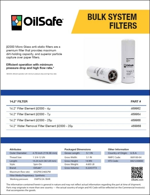 OilSafe bulk system filters